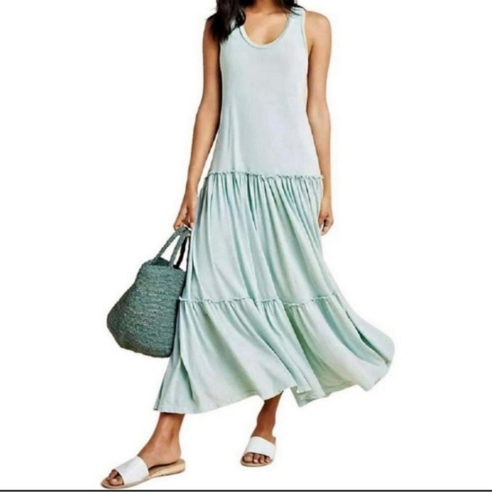 Anthropologie M(2) Sundress Mint Green Maxi Dress